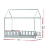 Artiss Bed Frame Wooden Kids House Frame Grey ROCK - Image 3