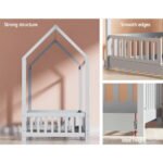 Artiss Bed Frame Wooden Kids House Frame Grey ROCK - Image 5