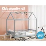 Artiss Bed Frame Wooden Kids House Frame Grey ROCK - Image 6