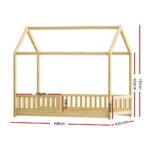 Artiss Bed Frame Wooden Kids House Frame Oak ROCK - Image 3