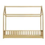 Artiss Bed Frame Wooden Kids House Frame Oak ROCK - Image 2