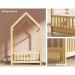 Artiss Bed Frame Wooden Kids House Frame Oak ROCK - Image 5