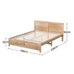 Artiss Bed Frame Queen Size Wooden Acacia Wood OATMEAL - Image 3
