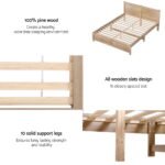 Artiss Bed Frame Queen Size Wooden Acacia Wood OATMEAL - Image 7