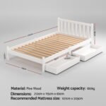 Artiss Bed Frame King Single Size Wooden Platform with 2 Storage Drawers White - Image 2