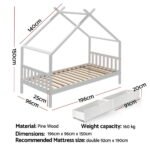 Artiss Bed Frame Wooden Base Kids Single Timber House  with 2 Storage Drawers Beds White - Image 2