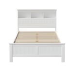 Artiss Bed Frame Double Size Wooden with 3 Shelves Bed Head White - Image 3