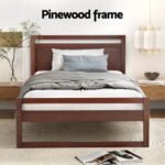 Artiss Bed Frame King Single Size Wooden Walnut WITTON - Image 4