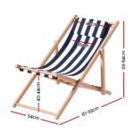 Gardeon Outdoor Deck Chair Wooden Sun Lounge Folding Beach Patio Furniture Blue - Image 2