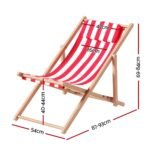 Gardeon Outdoor Deck Chair Wooden Sun Lounge Folding Beach Patio Furniture Red - Image 2