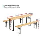 Gardeon 3 PCS Outdoor Furniture Dining Set Lounge Setting Patio Wooden Bench - Image 2