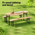 Gardeon 3 PCS Outdoor Furniture Dining Set Lounge Setting Patio Wooden Bench - Image 4