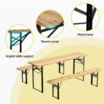 Gardeon 3 PCS Outdoor Furniture Dining Set Lounge Setting Patio Wooden Bench - Image 5