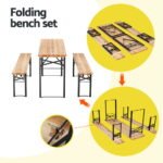 Gardeon 3 PCS Outdoor Furniture Dining Set Lounge Setting Patio Wooden Bench - Image 6