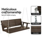 Gardeon Porch Swing Chair with Chain Outdoor Furniture 3 Seater Bench Wooden Brown - Image 5