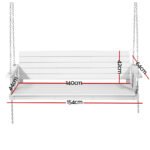 Gardeon Porch Swing Chair with Chain Outdoor Furniture 3 Seater Bench Wooden White - Image 2