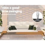 Gardeon Porch Swing Chair with Chain Outdoor Furniture 3 Seater Bench Wooden White - Image 4