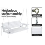Gardeon Porch Swing Chair with Chain Outdoor Furniture 3 Seater Bench Wooden White - Image 5