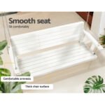 Gardeon Porch Swing Chair with Chain Outdoor Furniture 3 Seater Bench Wooden White - Image 6