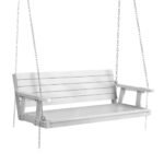 Gardeon Porch Swing Chair with Chain Outdoor Furniture 3 Seater Bench Wooden White - Image 7