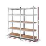 Giantz 2x1.8M Garage Shelving Warehouse Rack Pallet Racking Storage Shelf Silver - Image 2