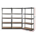 3x1.8M 5-Shelves Steel Warehouse Shelving Racking Garage Storage Rack Grey - Image 2