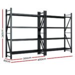 Giantz 4Mx2.4M Garage Shelving Warehouse Rack Black - Image 2
