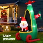 Jingle Jollys Christmas Inflatable Santa in Helicopter 2.55M Height LED Illuminated Decorations - Image 4
