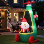 Jingle Jollys Christmas Inflatable Santa in Helicopter 2.55M Height LED Illuminated Decorations - Image 7