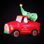 Jingle Jollys Christmas Inflatable Santa Truck 1.6M Height LED Decorations Illuminated - Image 2