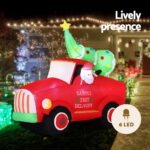 Jingle Jollys Christmas Inflatable Santa Truck 1.6M Height LED Decorations Illuminated - Image 4