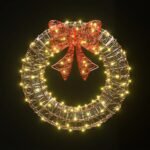 0.6M Christmas Lights 160 LED Motif Solar Wreath Xmas Decorations Jingle Jollys