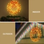 0.6M Christmas Lights 160 LED Motif Solar Wreath Xmas Decorations Jingle Jollys - Image 4