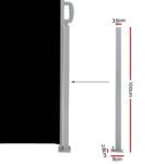 Instahut Side Awning Outdoor Blinds Sun Shade Retractable Screen 2X6M BK - Image 3