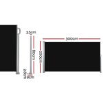 Instahut Side Awning Sun Shade Outdoor Retractable Privacy Screen 2X3M Black - Image 2
