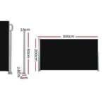 Instahut Side Awning Sun Shade Outdoor Retractable Privacy Screen 2X3M Black X2 - Image 2
