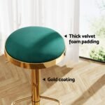 2x Artiss Bar Stools Kitchen Dining Chairs Velvet Padded Stool Green - Image 5