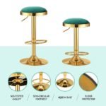 2x Artiss Bar Stools Kitchen Dining Chairs Velvet Padded Stool Green - Image 6