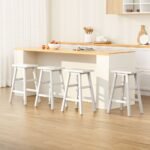 Artiss 4x Bar Stools Kitchen Chairs Wooden White - Image 7
