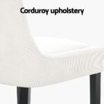 Artiss Dining Chairs Set of 4 Corduroy Wooden Beige - Image 4
