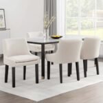 Artiss Dining Chairs Set of 4 Corduroy Wooden Beige - Image 7