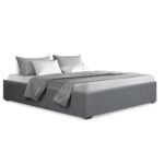 Artiss Bed Frame Double Size Gas Lift Base Grey TOKI - Image 8