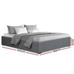 Artiss Bed Frame Double Size Gas Lift Base Grey TOKI - Image 2