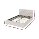 Artiss Bed Frame Double Size Gas Lift Beige VILA - Image 2