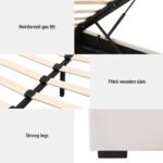 Artiss Bed Frame Double Size Gas Lift Beige VILA - Image 6