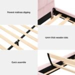 Artiss Bed Frame Double Size Scallop-Shape Bedhead Beds Base Pink Velvet Fabric - Image 6
