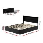 Artiss Bed Frame Queen Size LED with 4 Drawers Black DUNN - Image 2