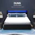 Artiss Bed Frame Queen Size LED with 4 Drawers Black DUNN - Image 4