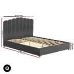 Artiss Bed Frame Queen Size Velvet Grey FION - Image 2