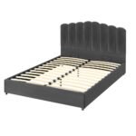 Artiss Bed Frame Queen Size Velvet Grey FION - Image 3